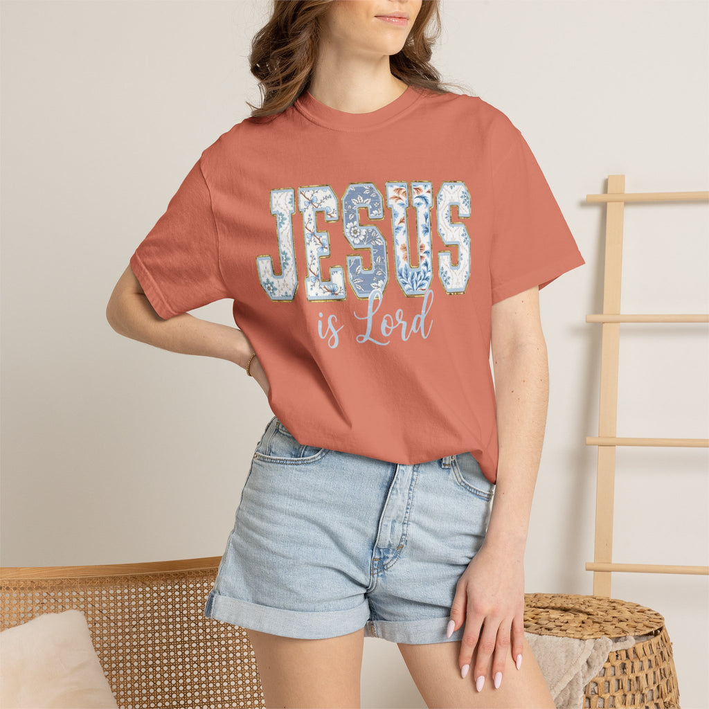 Jesus Is Lord Floral T-Shirt — Faith Christian Tee for Women