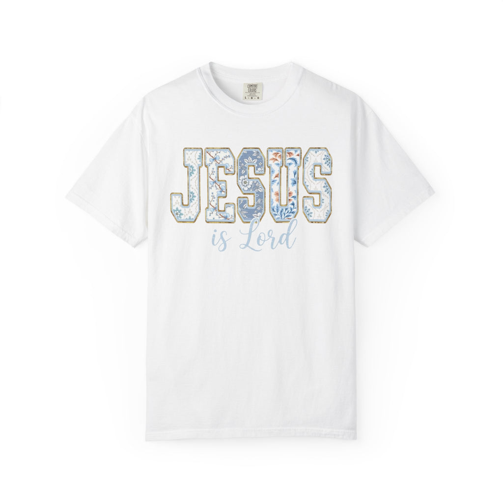 Jesus Is Lord Floral T-Shirt — Faith Christian Tee for Women