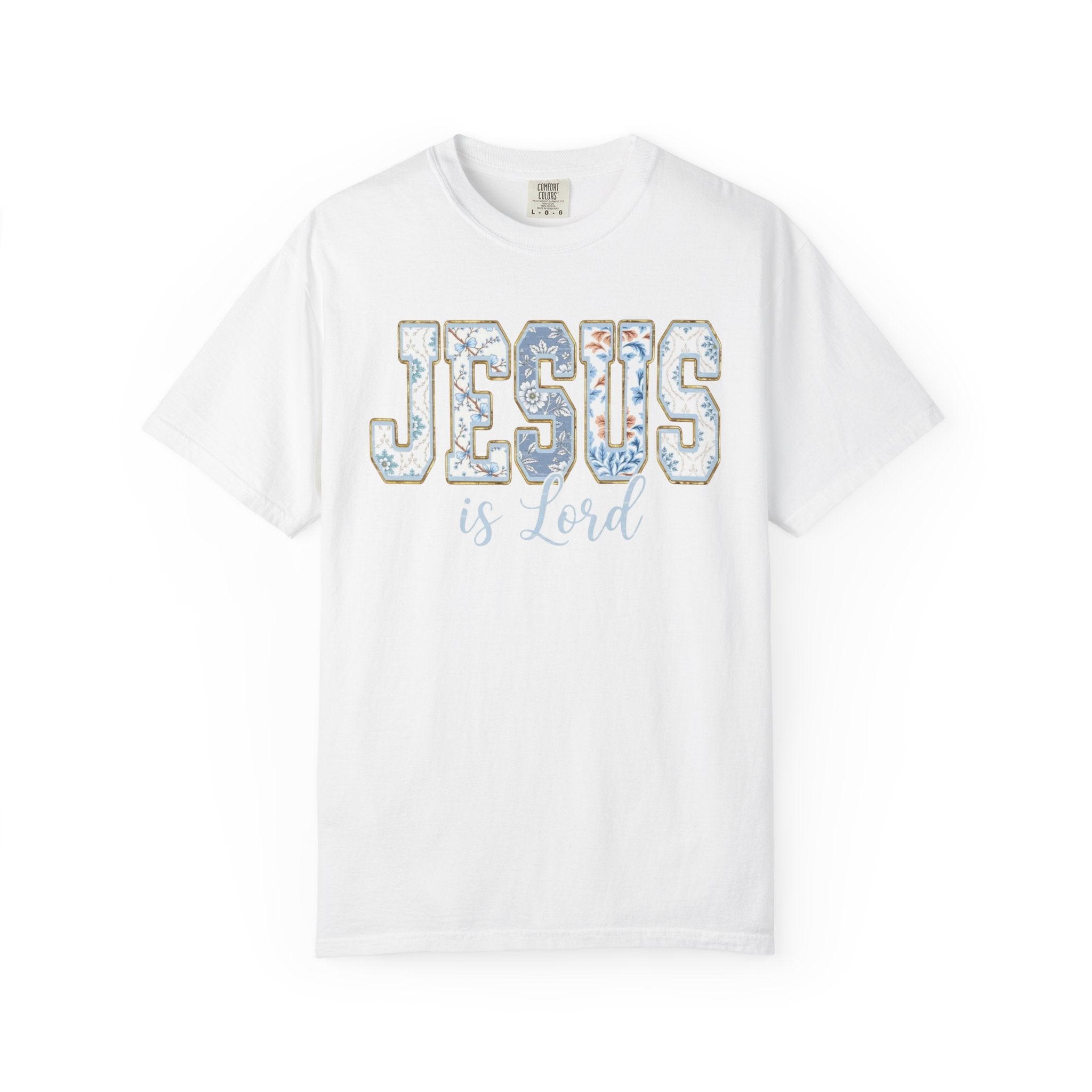 Jesus Is Lord Floral T-Shirt — Faith Christian Tee for Women