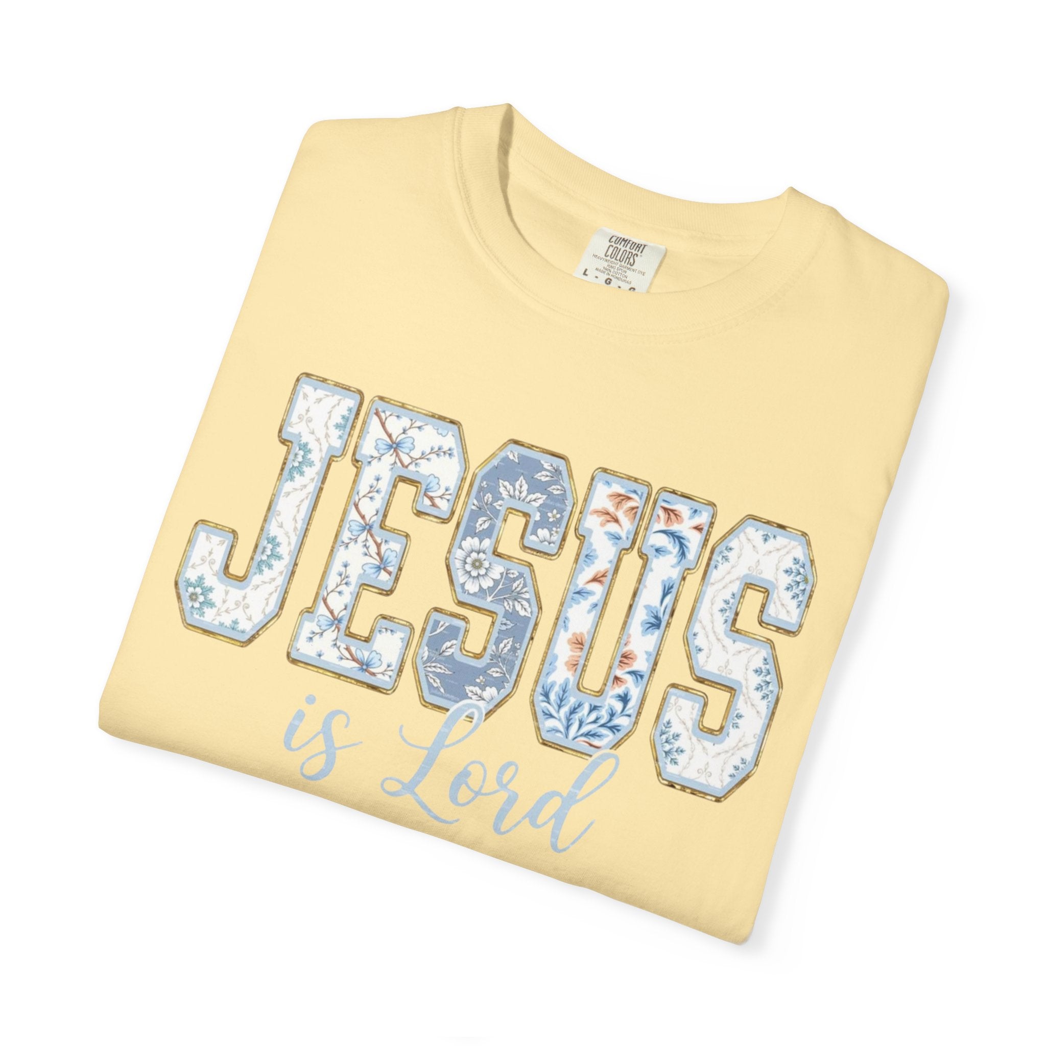 Jesus Is Lord Floral T-Shirt — Faith Christian Tee for Women