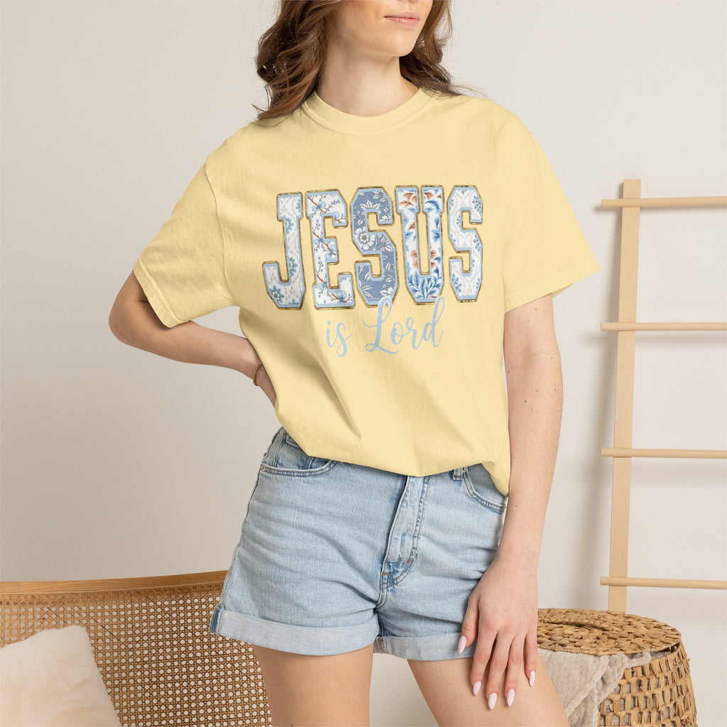 Jesus Is Lord Floral T-Shirt — Faith Christian Tee for Women