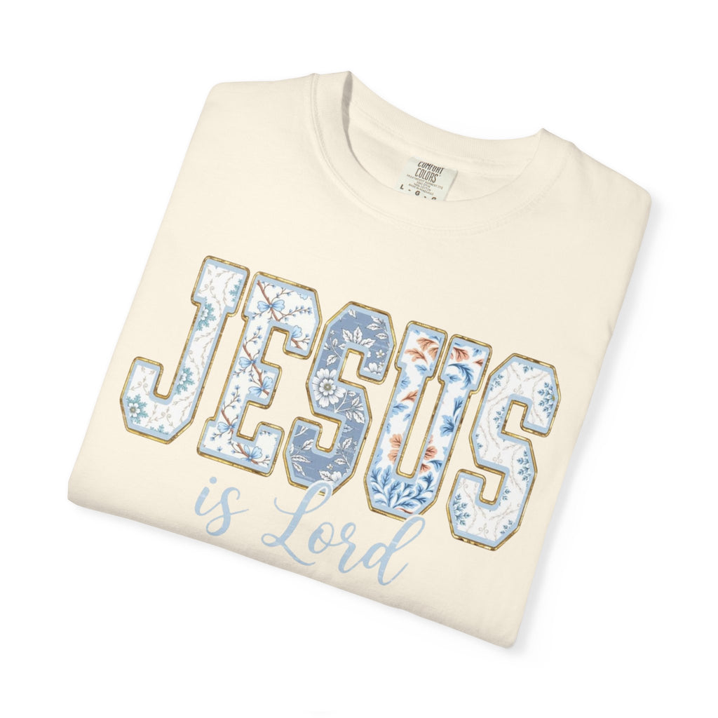 Jesus Is Lord Floral T-Shirt — Faith Christian Tee for Women