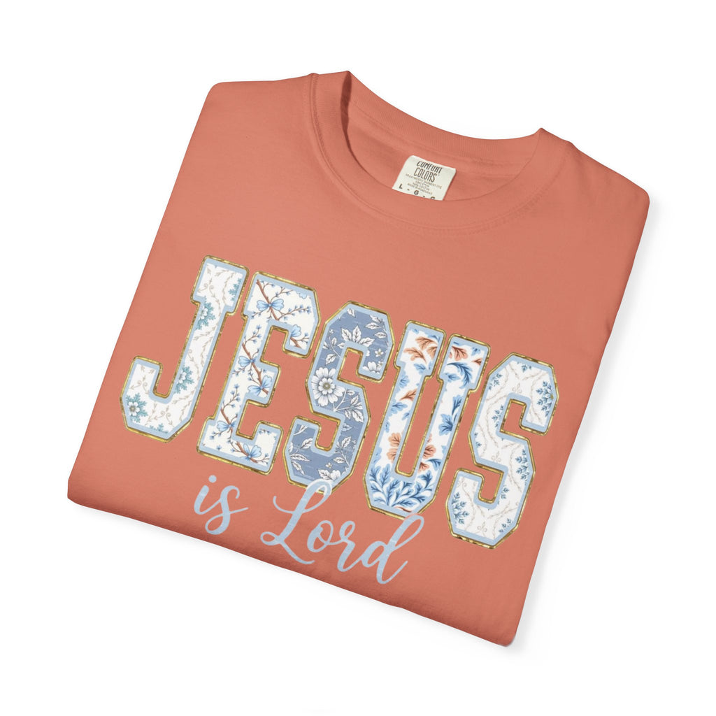 Jesus Is Lord Floral T-Shirt — Faith Christian Tee for Women