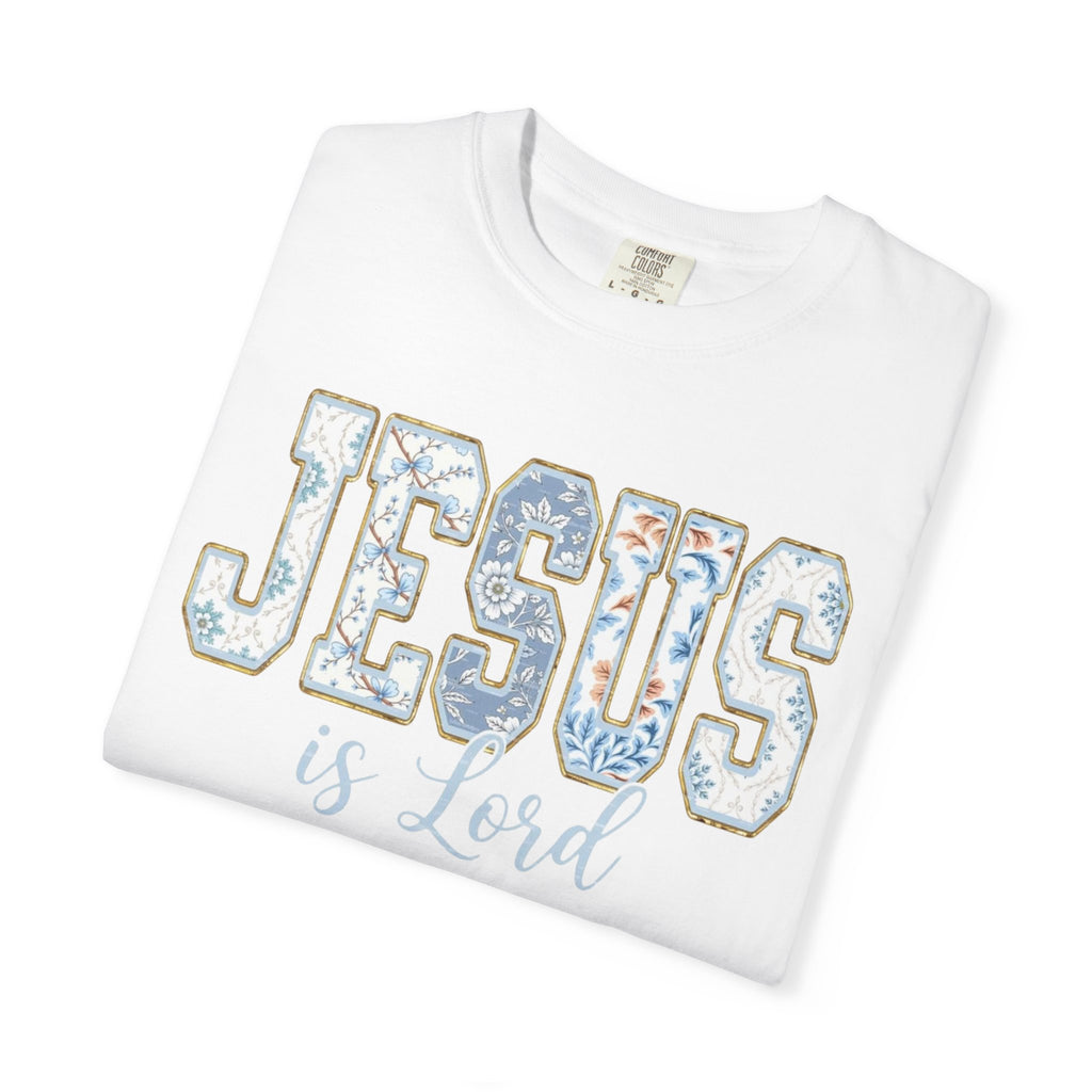 Jesus Is Lord Floral T-Shirt — Faith Christian Tee for Women
